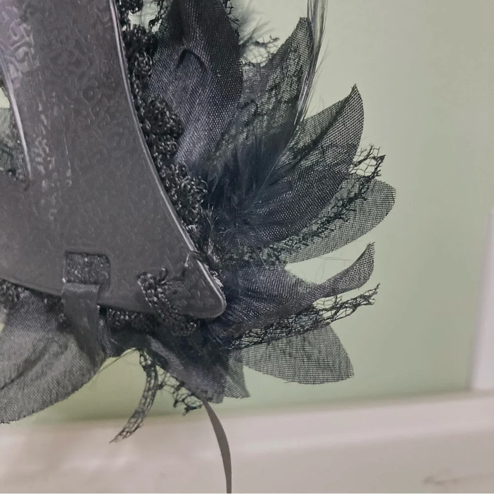 MASK Masquerade Venetian Mask Lace Black Flower Black Feathers Bling Halloween
